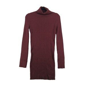 YE MAK Sweater Dress LARGE (12-14)Women Pullover Fall Solid Burgundy Ribbed